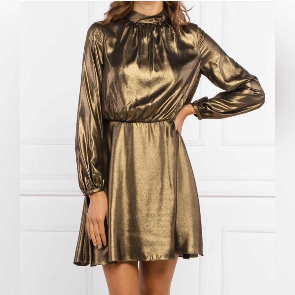 Armani Exchange Metallic Gold Long Sleeve Dress size 2